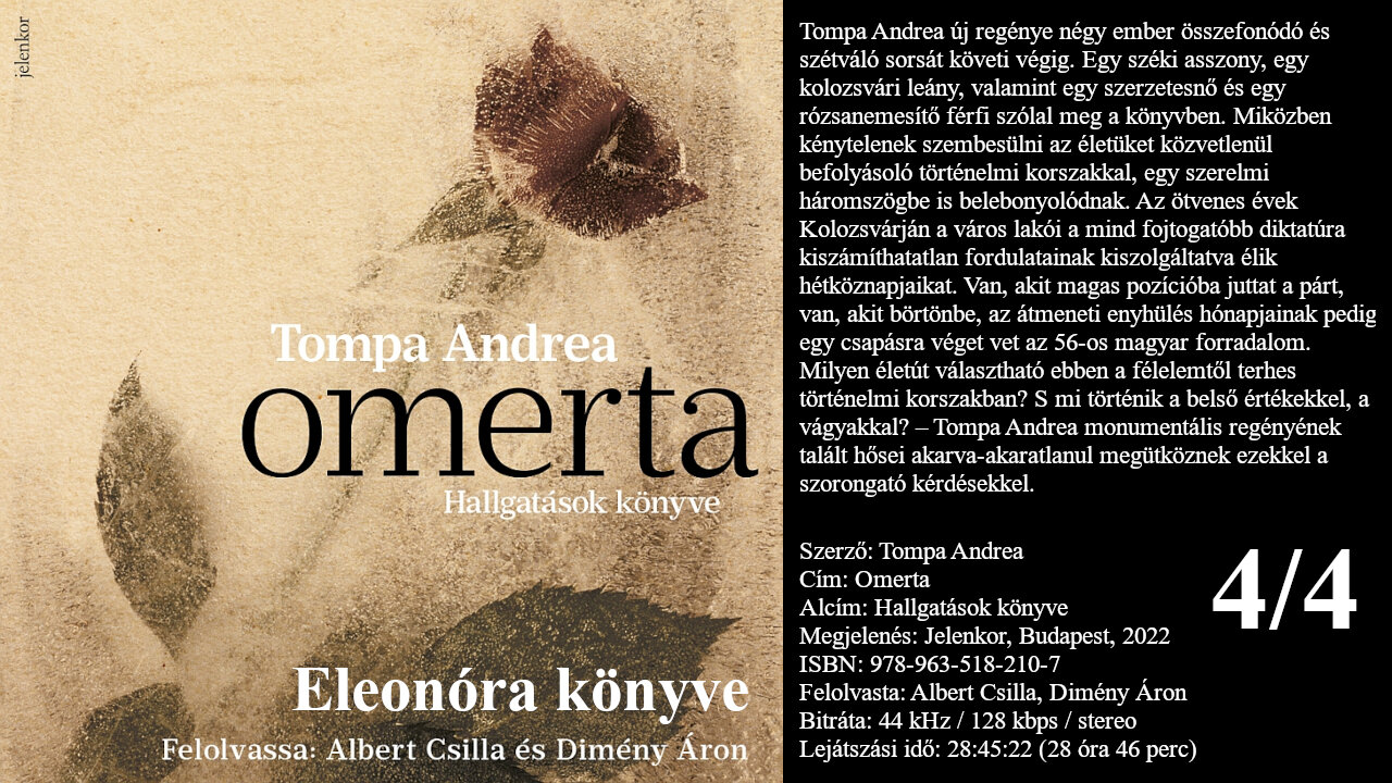 Tompa Andrea: Omerta (Hallgatások könyve) 4/4: Eleonóra könyve