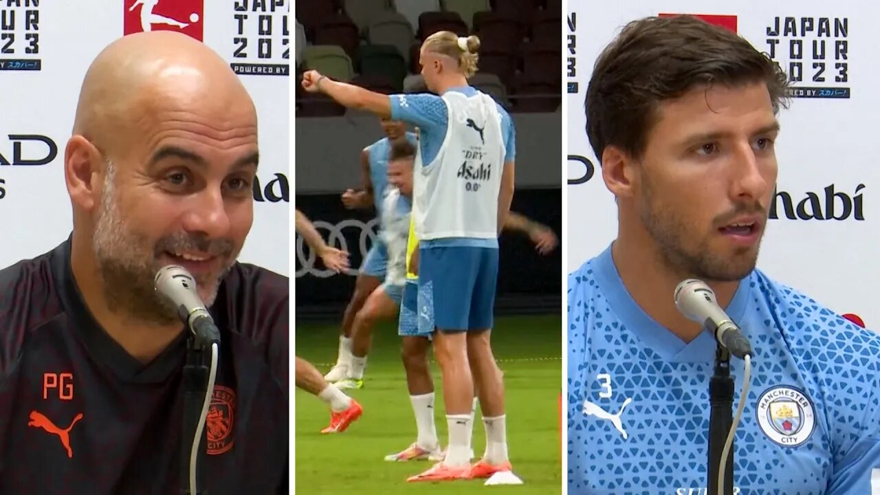 'We'll FIGHT to keep Walker! Kane one of best PLAYERS IN WORLD!' | Guardiola, Dias | Tokyo training