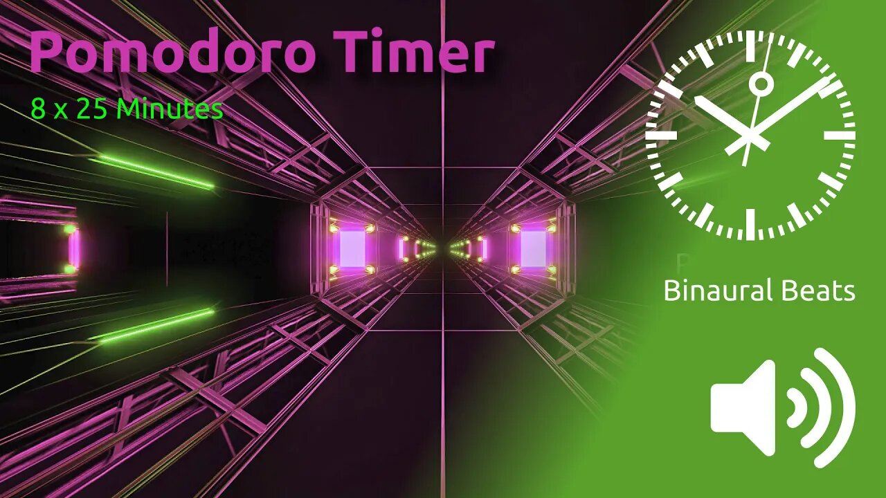 Pomodoro Timer 8 x 25min ~ Binaural Beats