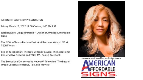 Special guest: Onique Persuad – Owner of American Affordable Signs.