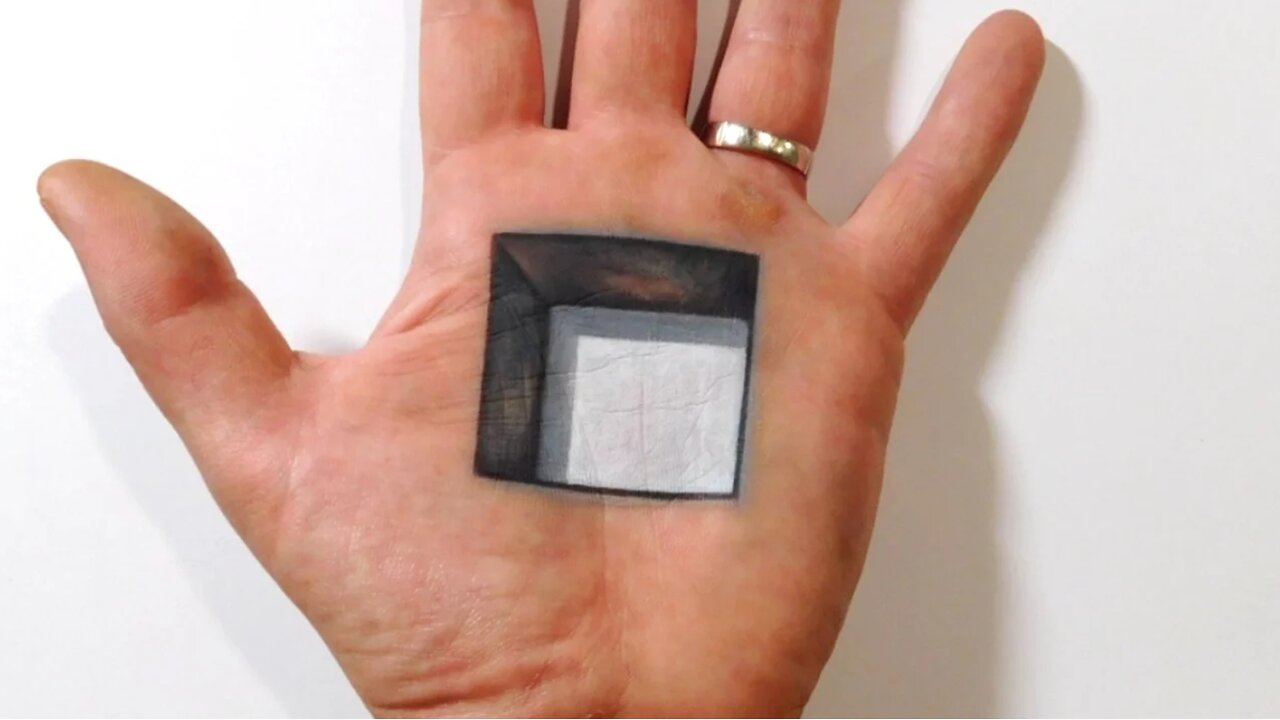 Cool 3D Trick Art - Square Hole in Hand