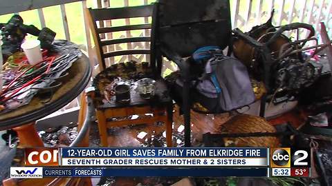 12-year-old girl saves family from Elkridge fire