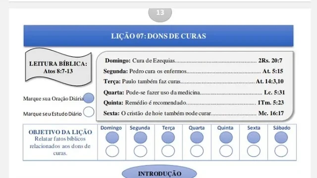 869- Escola Bíblica : Série Dons - Lição 07- Dons de Curas.