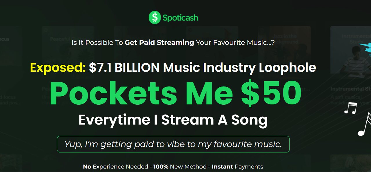 SpotiCash - Get Paid Streaming Music Pockets Me $50 Everytime I Stream A Song