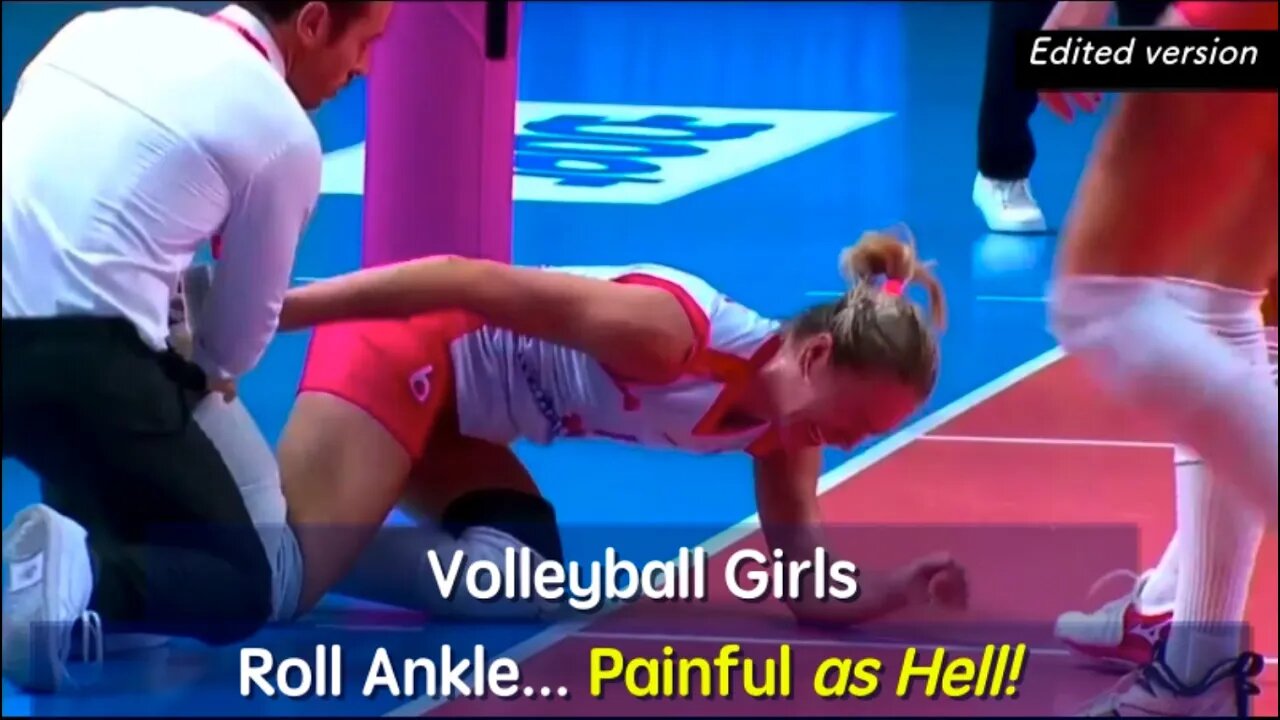 Volleyball Girls Roll Ankle - Painful as Hell! (Edited Version)