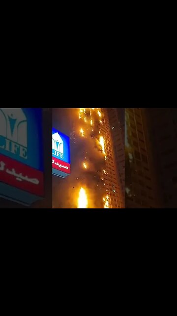 WOW. A large fire has erupted at residential high-rise in Ajman...