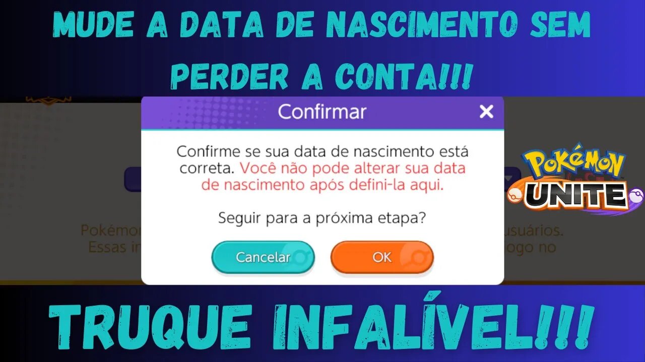 TRUQUE INFALÍVEL ALTERANDO A DATA DE NASCIMENTO DO POKÉMON UNITE