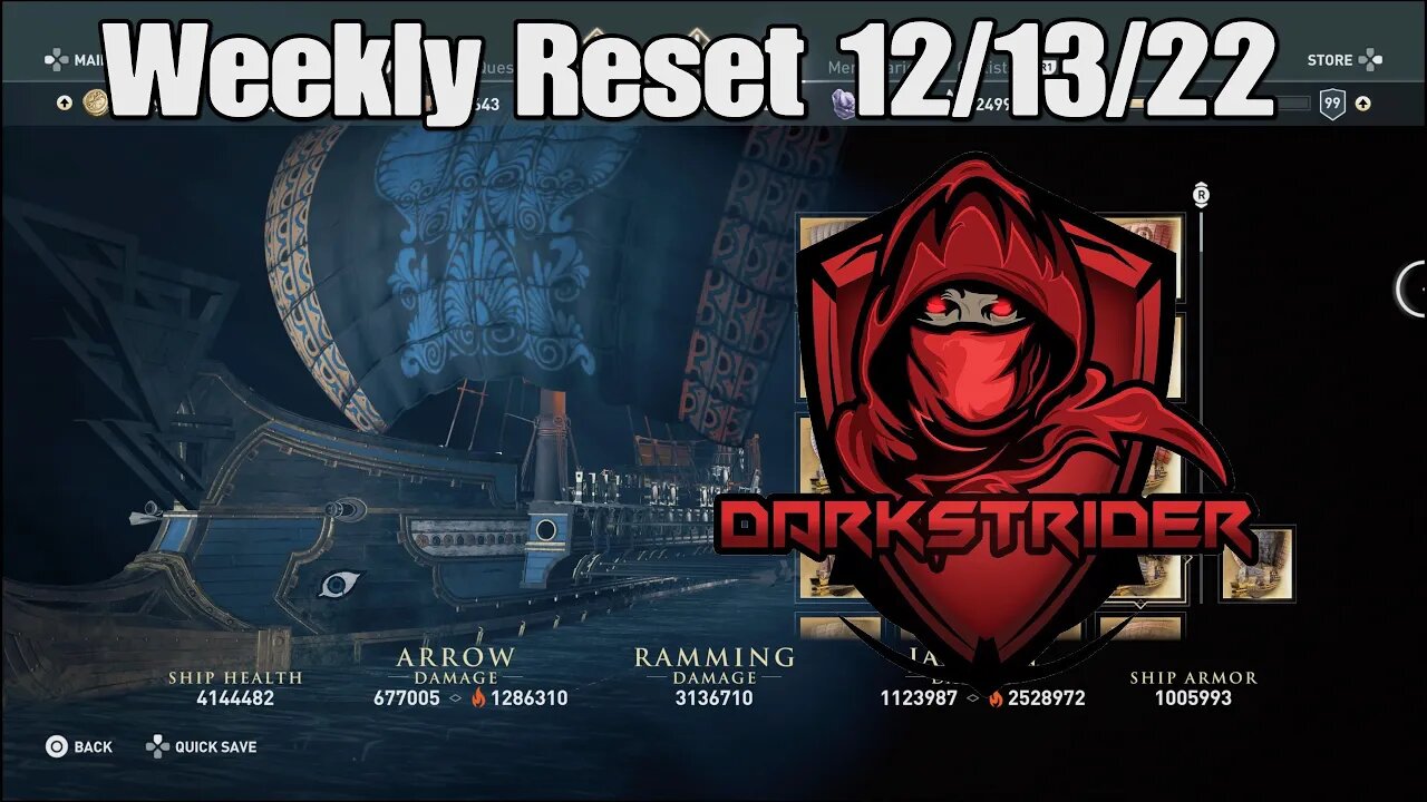 Assassin's Creed Odyssey- Weekly Reset 12/13/22