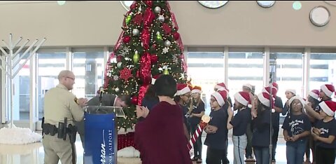 Christmas tree lighting at airport