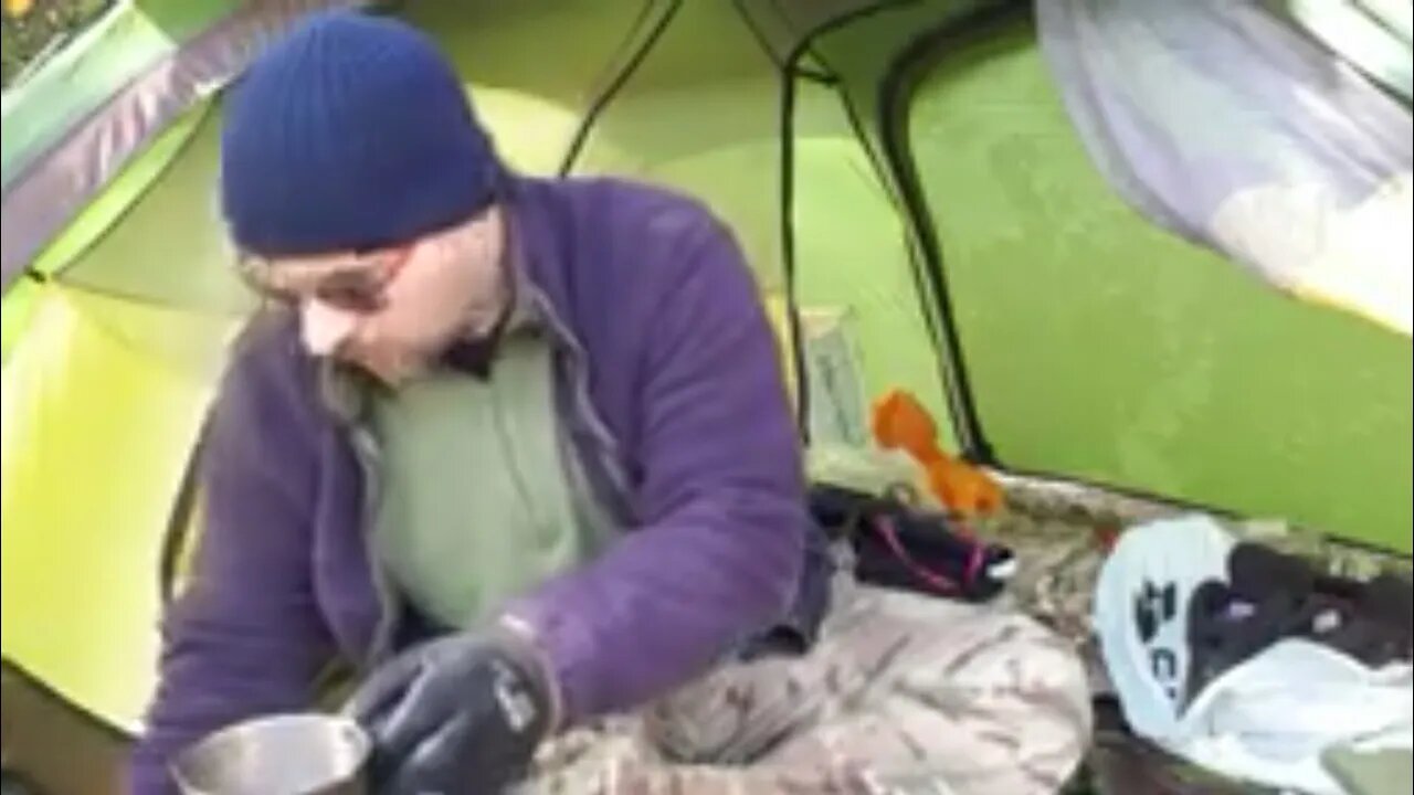 Making a coffee in the tent 26th March 2023