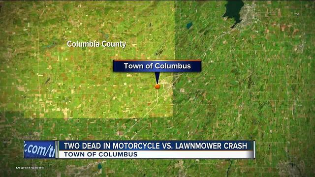 Two dead in motorcycle vs. lawnmower crash