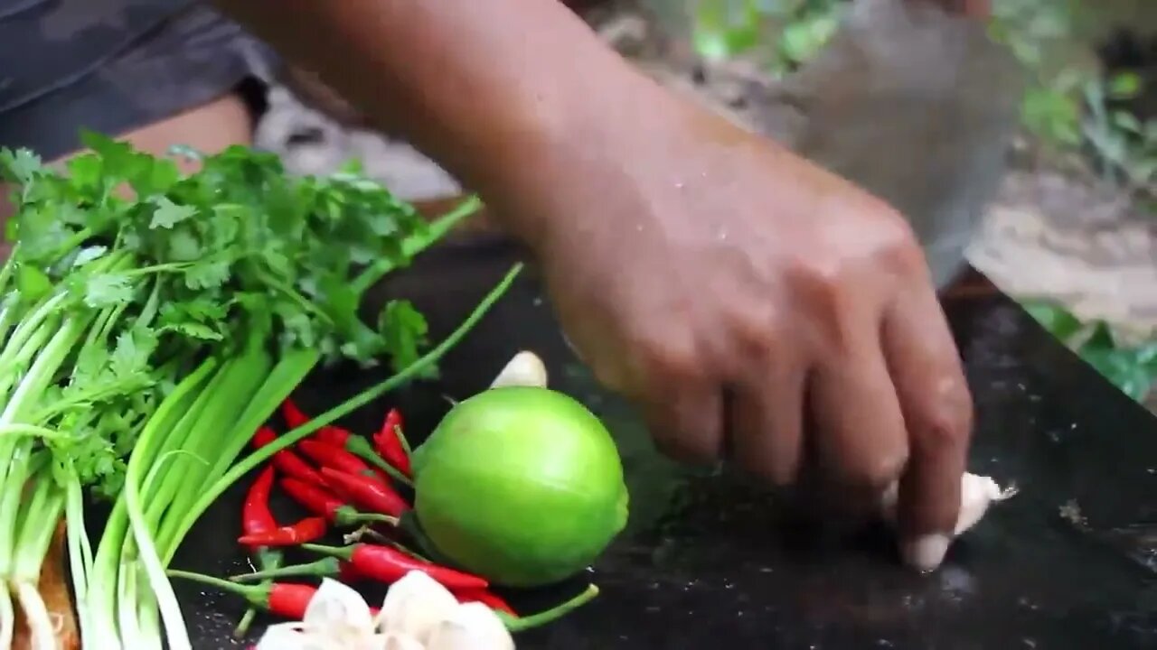 Cooking Coconut Chicken Leg Recipe eating so Yummy - Use Coconut water Cook Chicken Meat in Fry -7