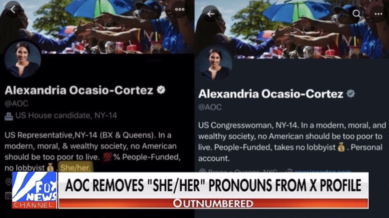 AOC called out for removing female pronouns from her X profile (November 15, 2024)