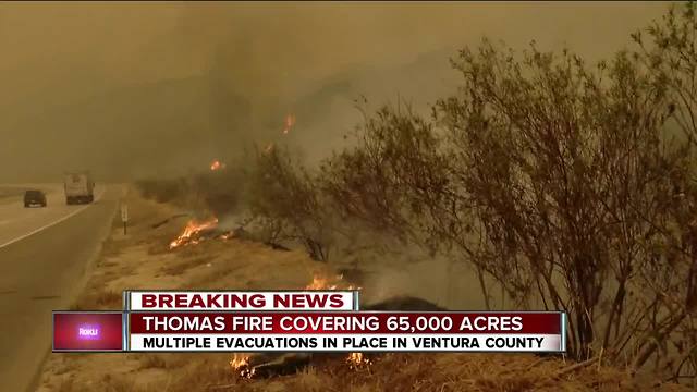 Thomas Fire burning near 101 freeway