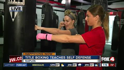 Title Boxing teaches self defense class