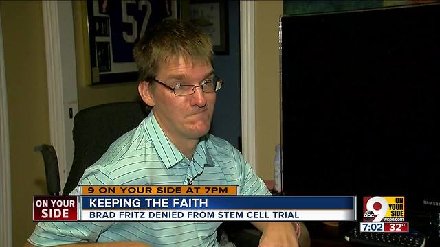 Brad Fritz turned down from stem cell search trial, vows to fight on