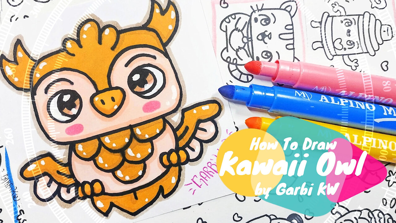 how to Draw Kawaii OWL - Handmade Drawings by Garbi KW