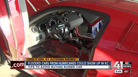 Flooded cars from hurricanes could show up in KC