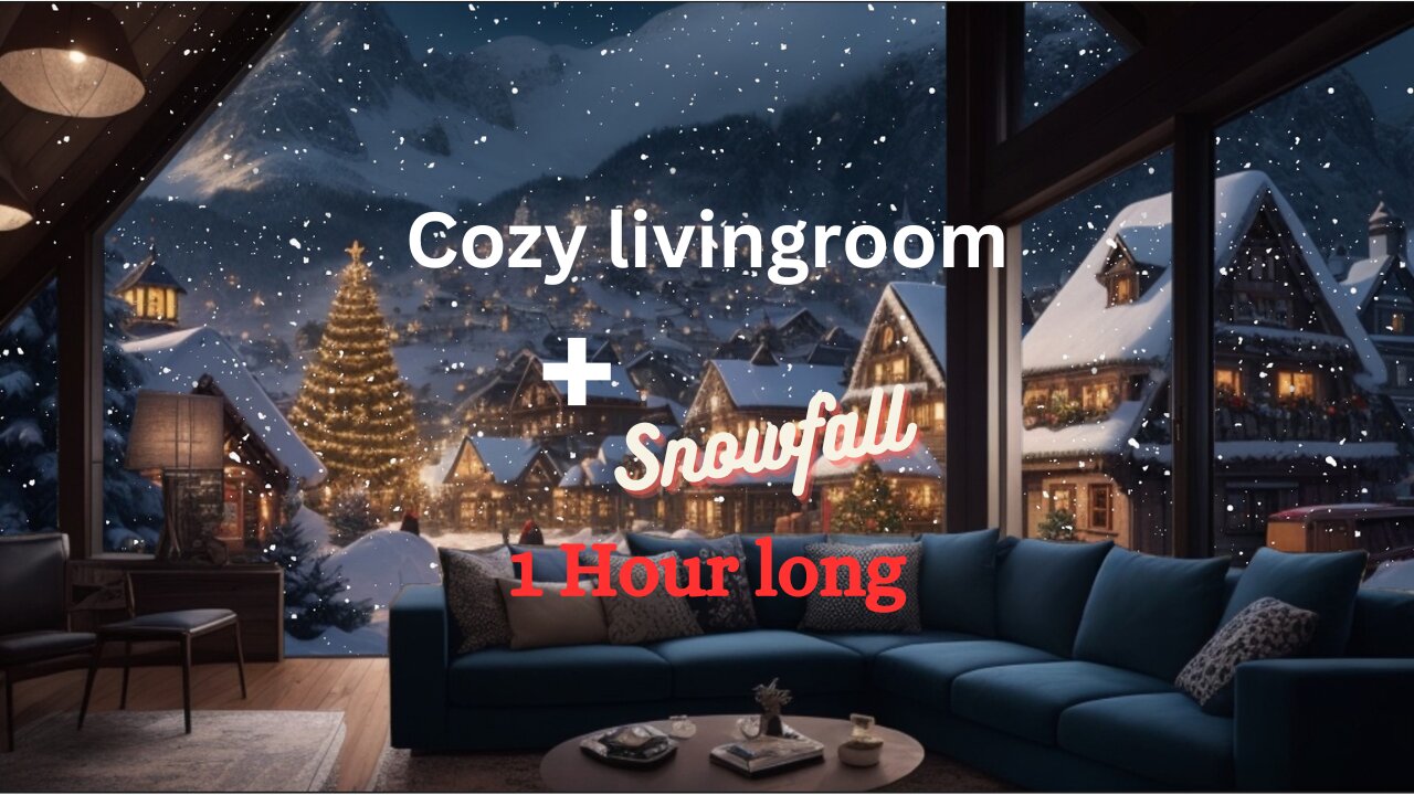 Cozy Livingroom ASMR with Snowfall | 1h long