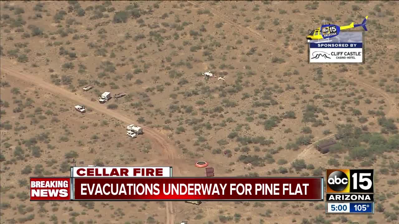 Cellar Fire forces evacuations near Pine Flat