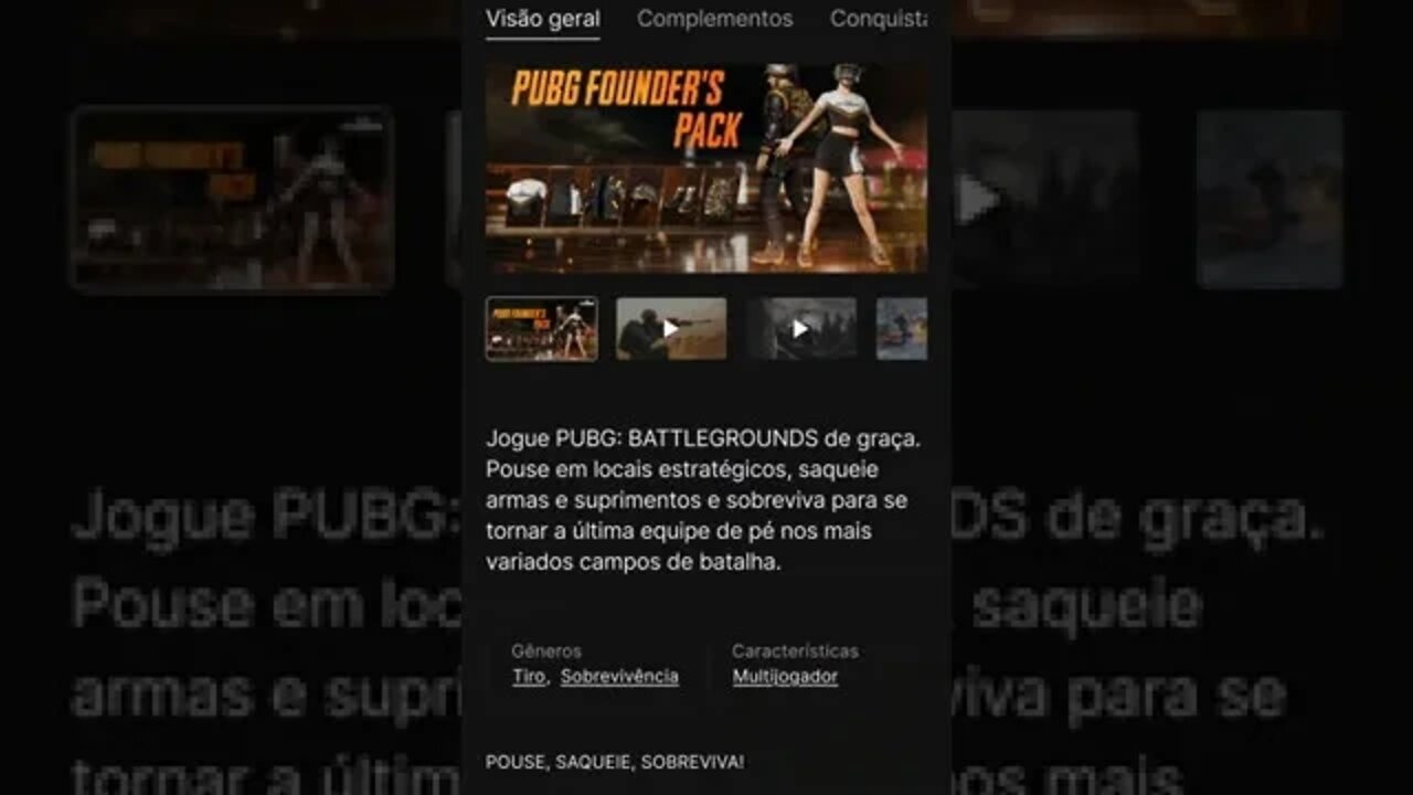 Jogo e pack grátis - PUBG Battlegrounds e PUBG Founder's Pack - Epic Games