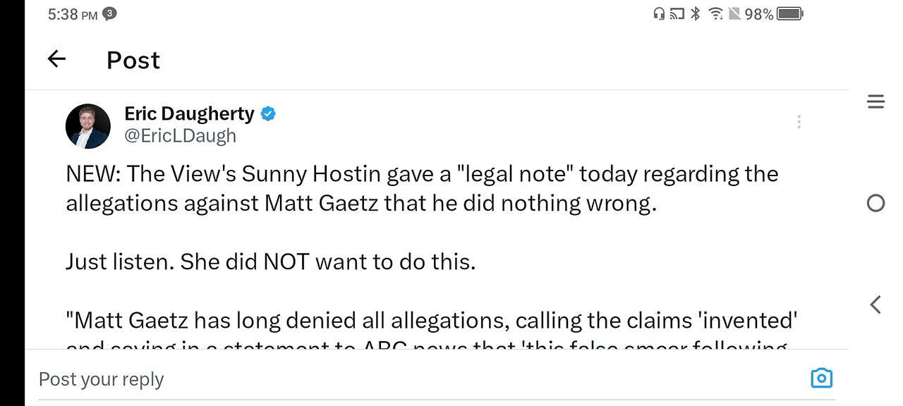 The View, Matt Gaetz did nothing wrong