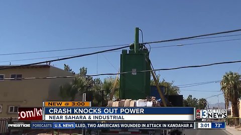 Truck crashes into power pole near Sahara, Industrial