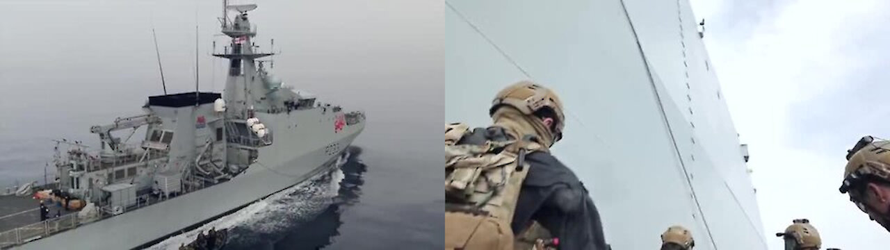 British Royal Marines test out jet suit over water for Maritime Boarding Operation