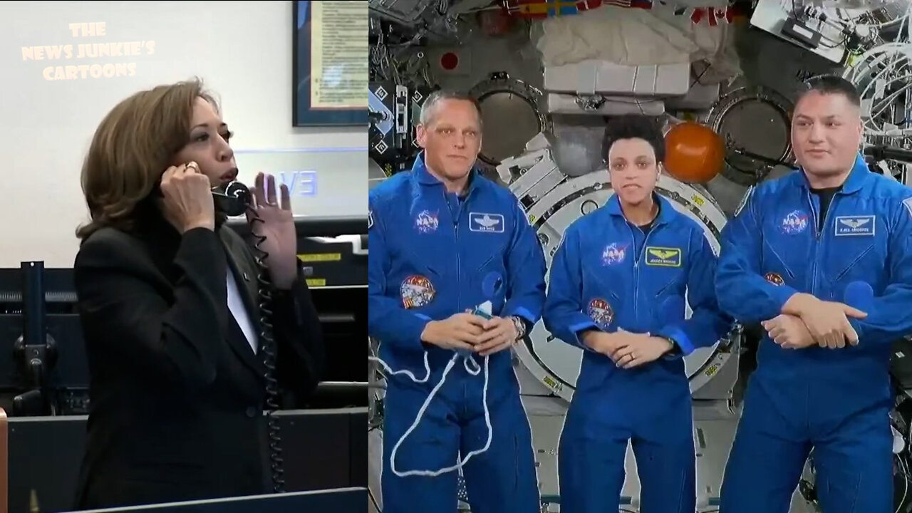 "Space nerd" Kamala trying to tell astronauts whatever she says.