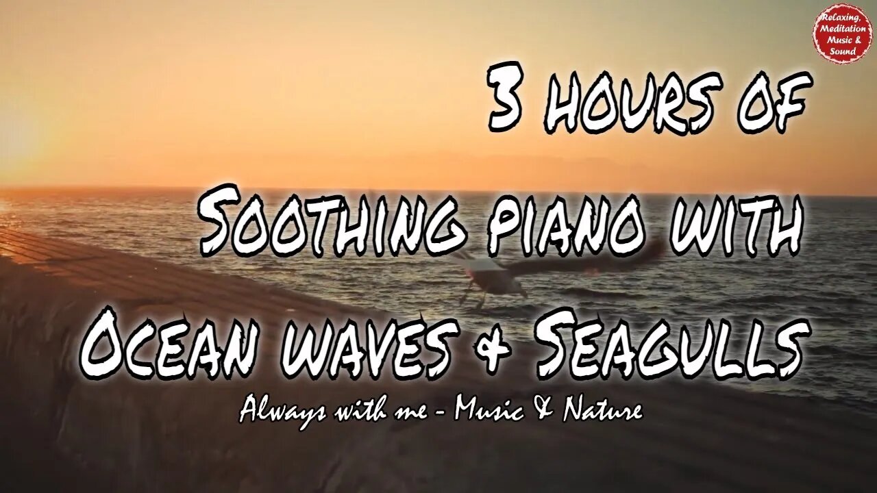 Soothing music with piano and ocean seagull sound for 3 hours, music for deep sleeping and resting