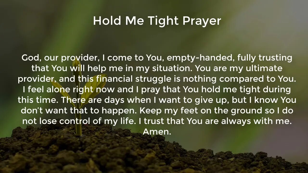 Hold Me Tight Prayer (Prayer for Financial Stability)