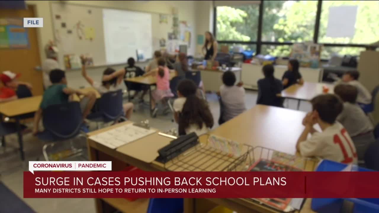 Surge in cases pushing back school plans