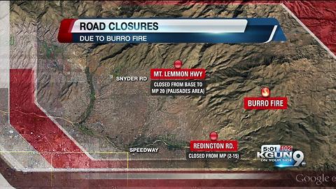 Burro Fire road closures and map