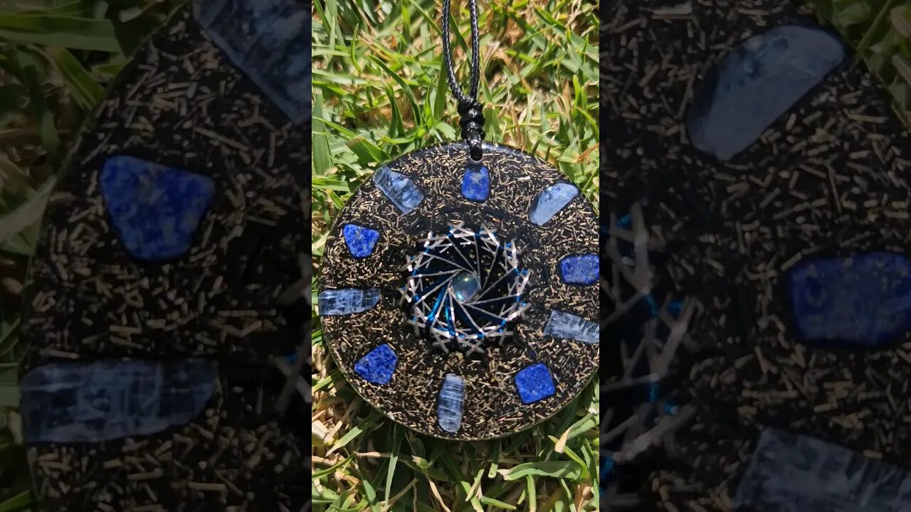 ⚛️ Rodin Coil Orgonite Pendant- Lapis Lazuli & Kyanite- Chakra Crystal Blend 🔴🟠🟡🟢🔵🟣⚪️ MWO Antenna 🧬