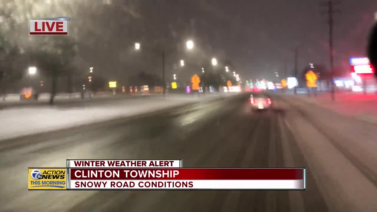 Slippery morning commute in Clinton Township