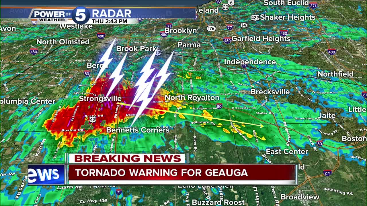 NWS issues tornado warning for Trumbull, Geauga, Ashtabula counties