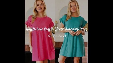 Summer Days Waffle Knit Ruffle Sleeve Babydoll Dress