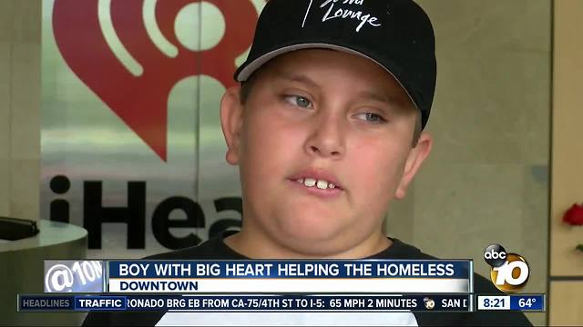 Boy with big heart helping the homeless