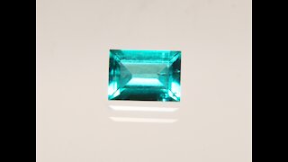 Hydrothermal Beryl with Color of Paraiba Tourmaline Rectangle Emerald Cut