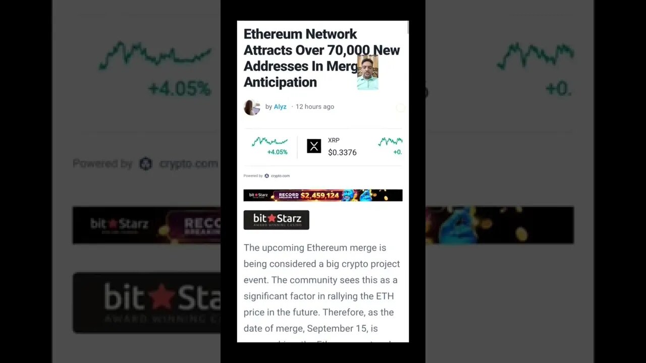 Ethereum Network Attracts Over 70,000 New Addresses In Merge Anticipation #cryptoshortsnews #crypto