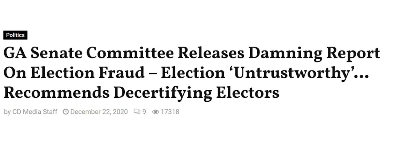 Huge! GA Senate recommends to DECERTIFY Electors.