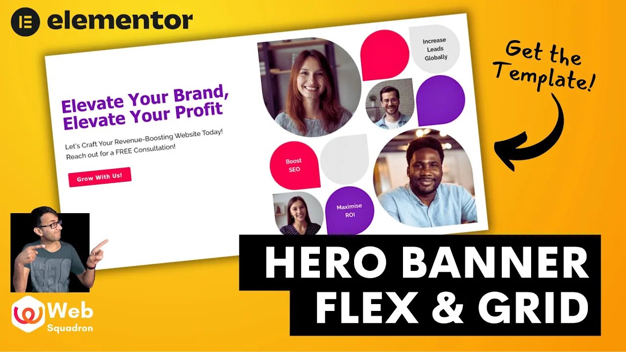 Hero Banner Flex and Grid Team - Elementor Pro Wordpress Tutorial