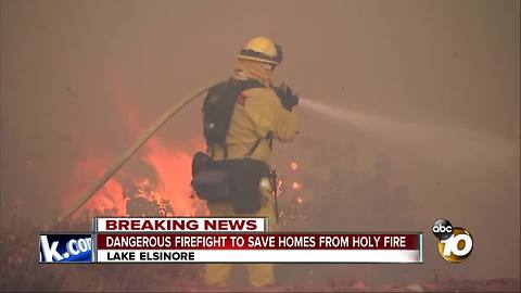 Dangerous firefight to save homes from Holy Fire