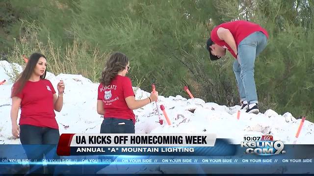 "A" Mountain lit up to start homecoming week