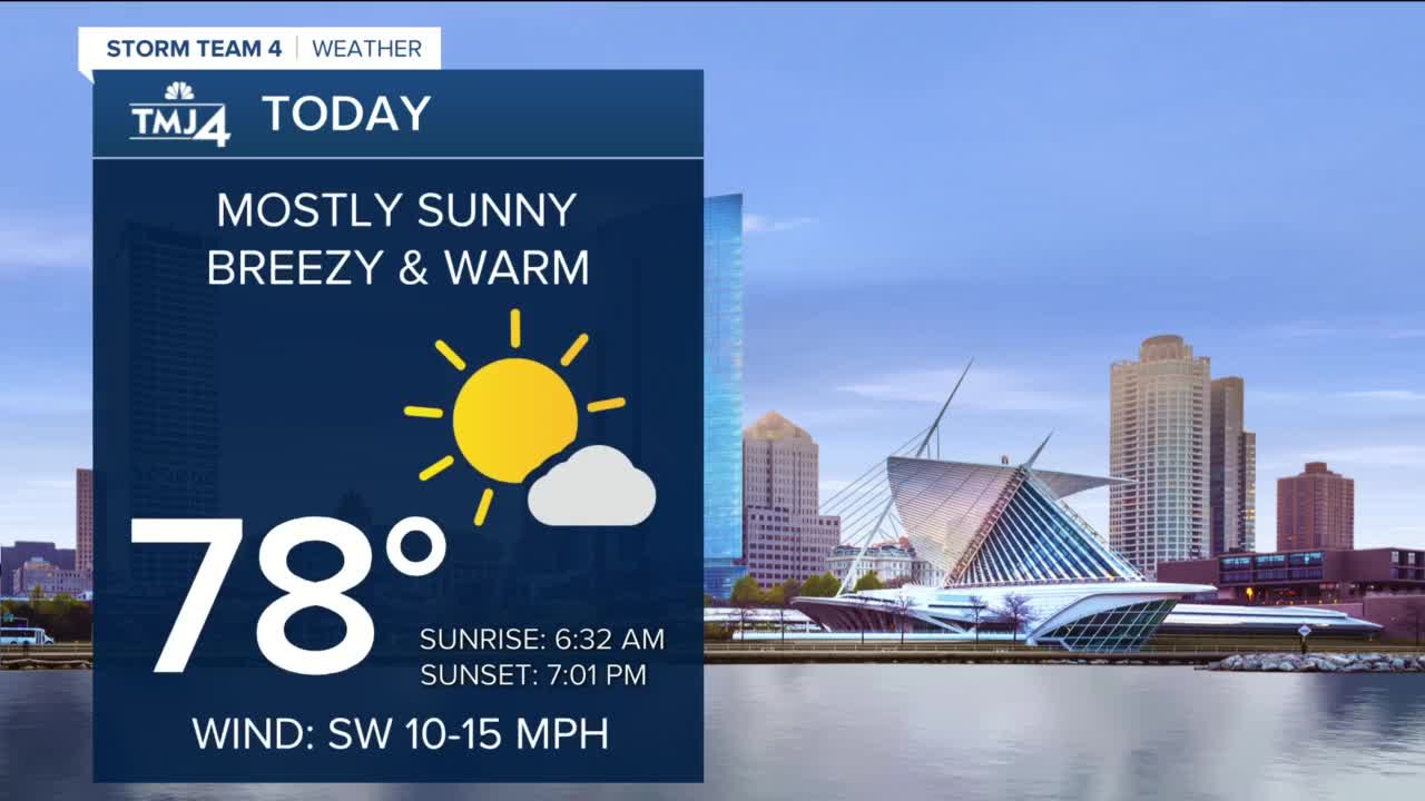 Breezy, warm Tuesday ahead