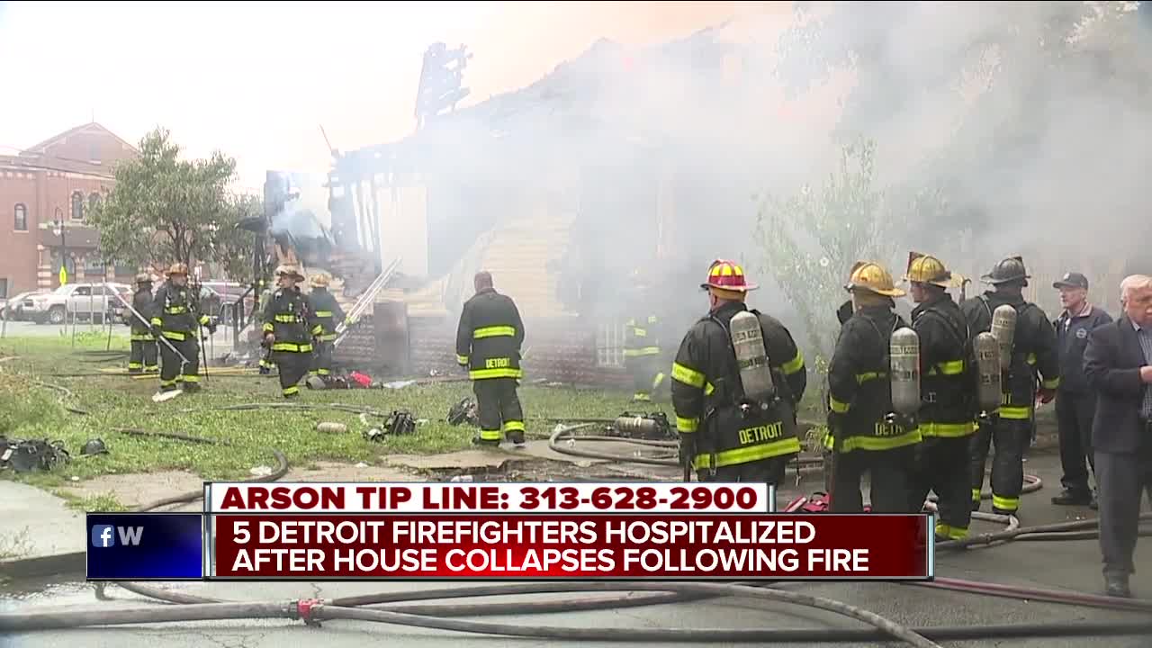 5 Detroit firefighters injured after house collapses during fire