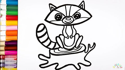 Drawing and Coloring a Raccoon for Kids & Toddlers | Ariu Land