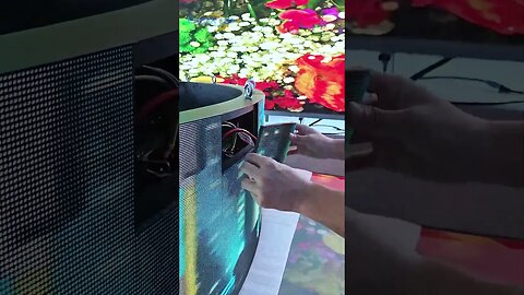 Technicians installing LED flexible modules, do you like it?#ledvideowall #eagerled #fyp #ledmodule