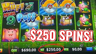 $250 SPINS! 🚧 CRAZY HIGH LIMIT HUFF N MORE PUFF SLOT MARATHON IN VEGAS!