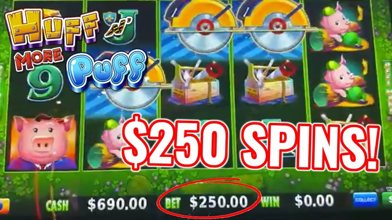 $250 SPINS! 🚧 CRAZY HIGH LIMIT HUFF N MORE PUFF SLOT MARATHON IN VEGAS!